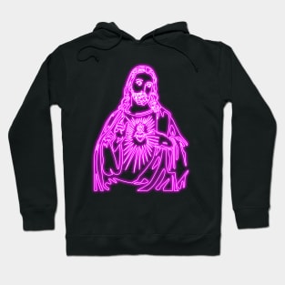 Sacred Heart of Jesus Christ - pink neon Hoodie